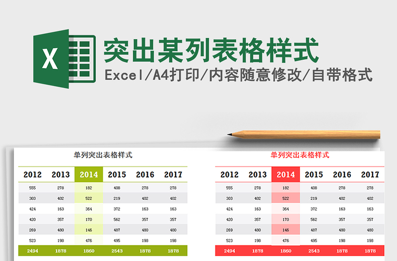 2022年突出某列表格樣式免費下載