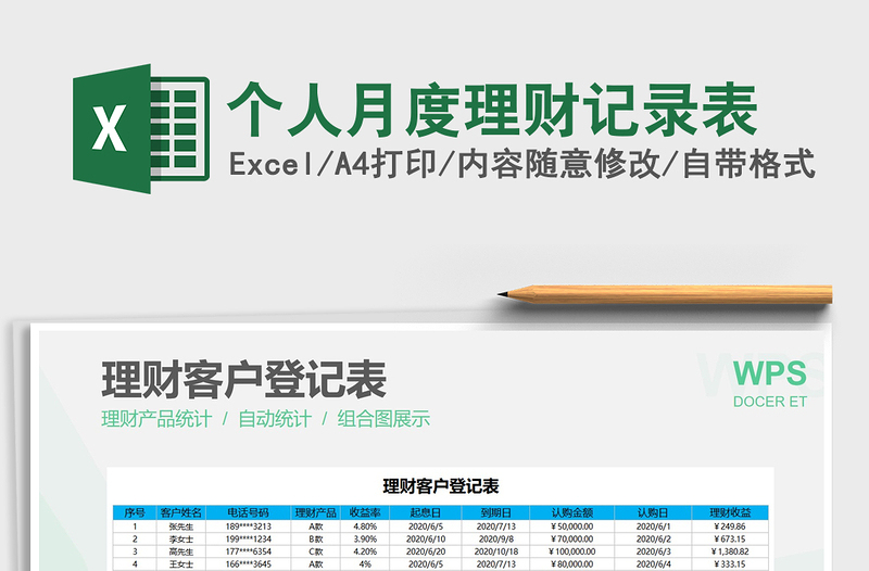 2021年個人月度理財(cái)記錄表