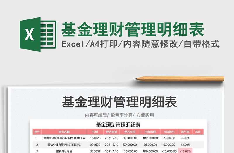 2023基金理財管理明細(xì)表免費下載