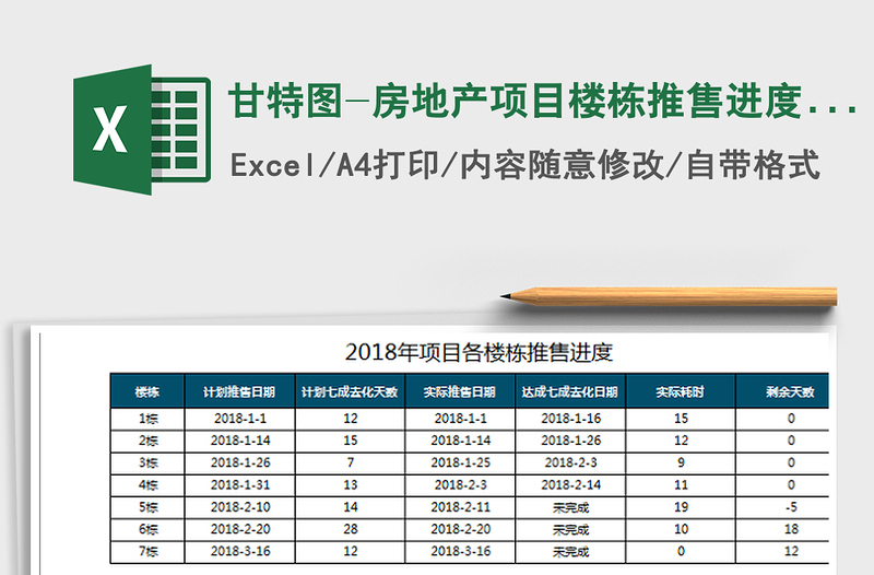 2021年甘特图-房地产项目楼栋推售进度一览图-蓝01