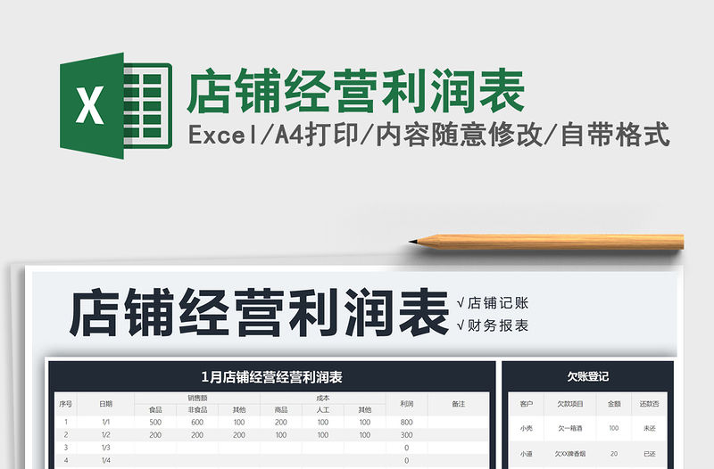 2021年店鋪經營利潤表