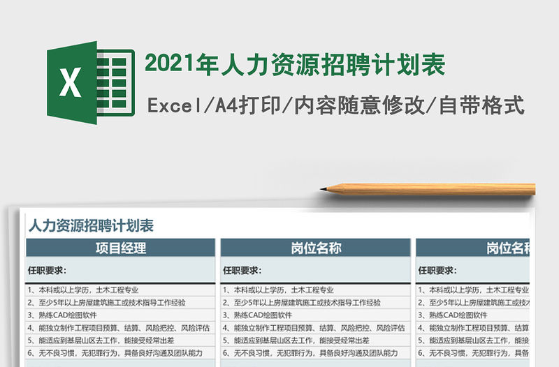 2021年人力資源招聘計劃表