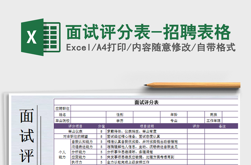 2021年面试评分表-招聘表格