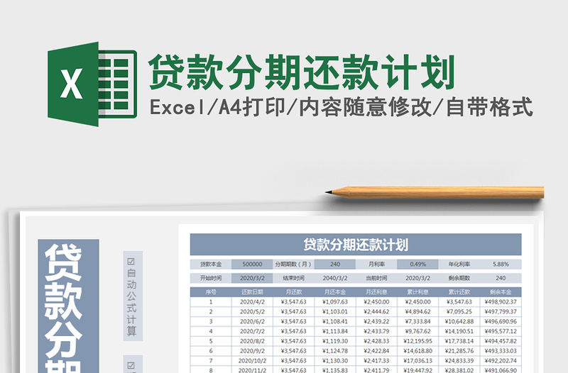 2021年贷款分期还款计划