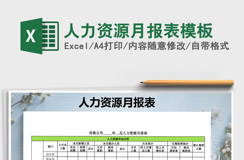 2022年人力資源月報表模板免費下載