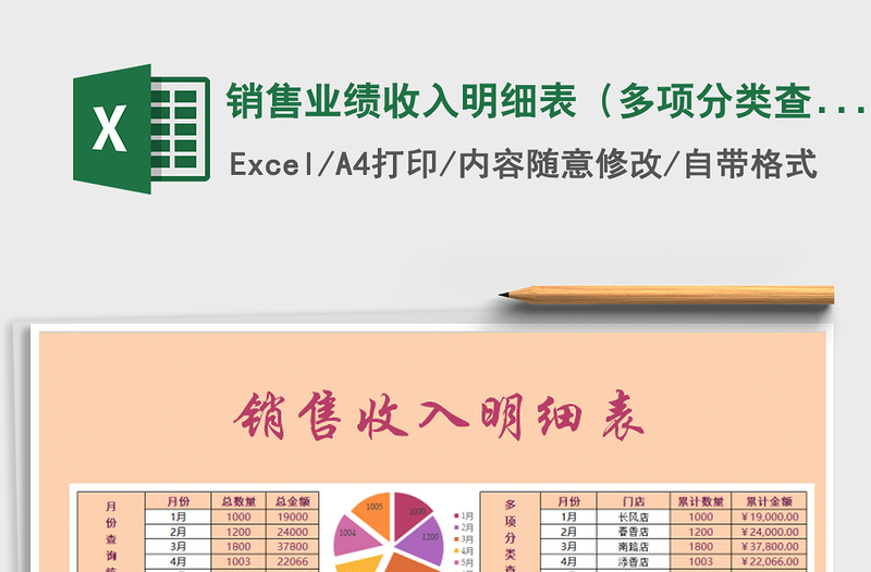 2021年銷售業(yè)績收入明細(xì)表(多項(xiàng)分類查詢)收支日記賬