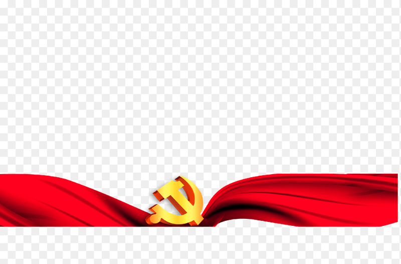 红色飘带建党党徽边框装饰免抠素材