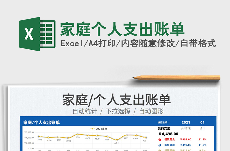2021家庭個人支出賬單免費下載