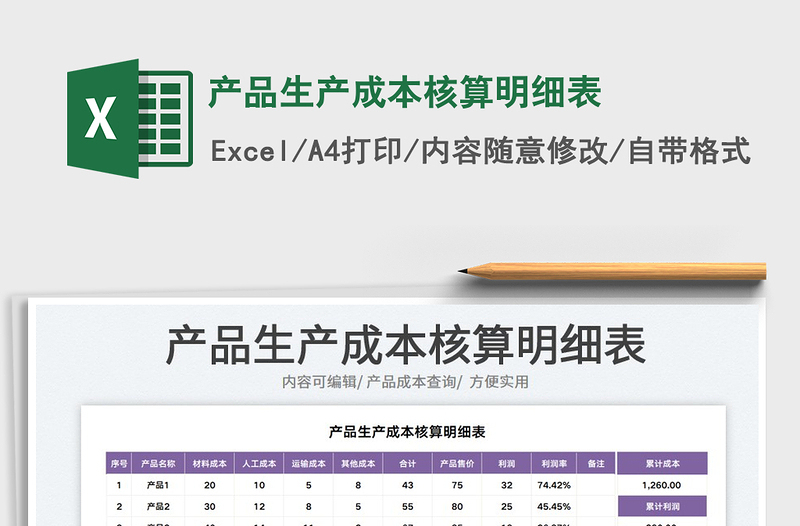 产品生产成本核算明细表