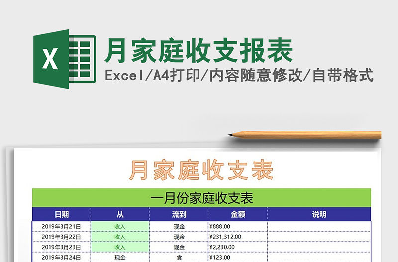 2021年月家庭收支報表