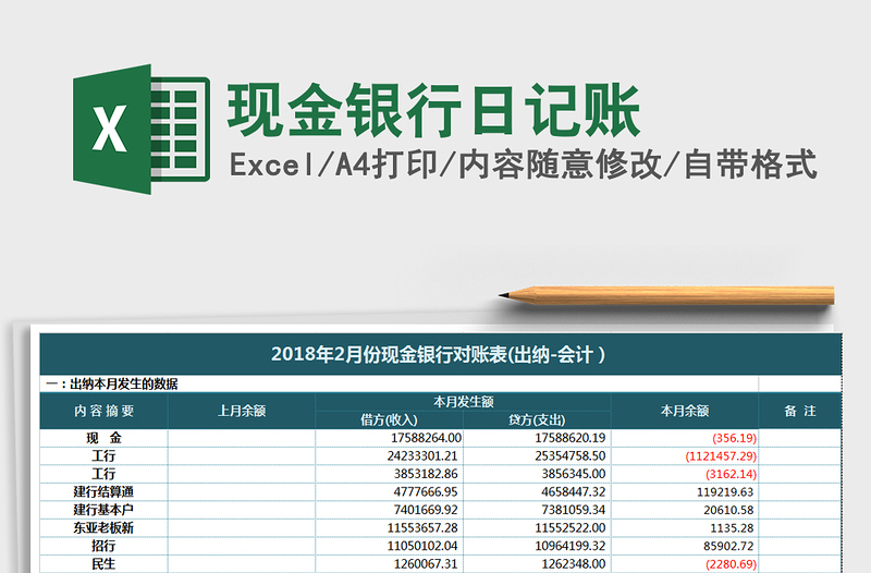 2021年現(xiàn)金銀行日記賬免費下載