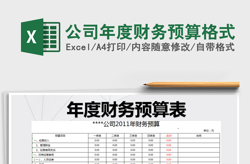 2021年公司年度财务预算格式