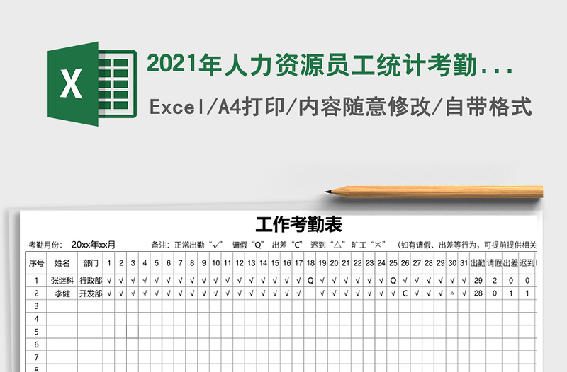 2021年人力資源員工統(tǒng)計考勤表