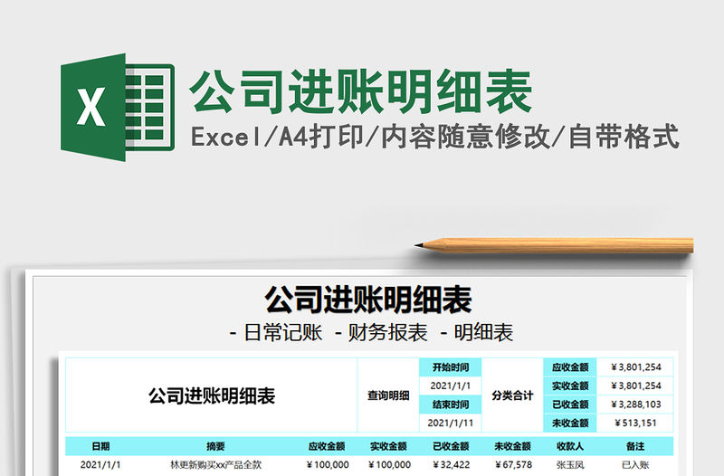 2021年公司進賬明細表