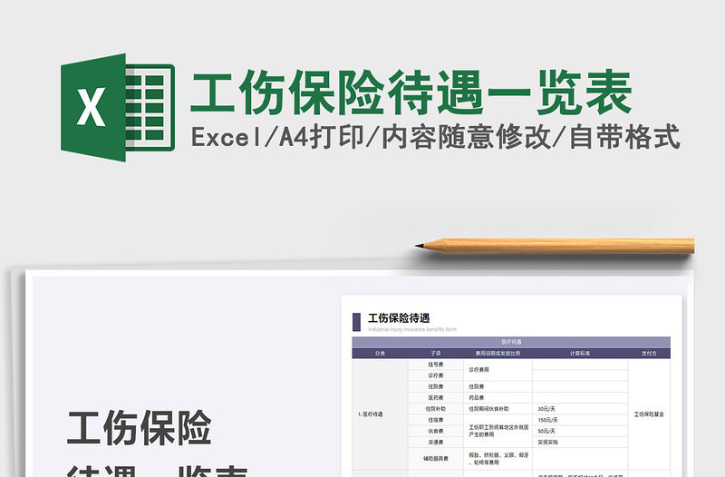 2021工傷保險待遇一覽表免費下載