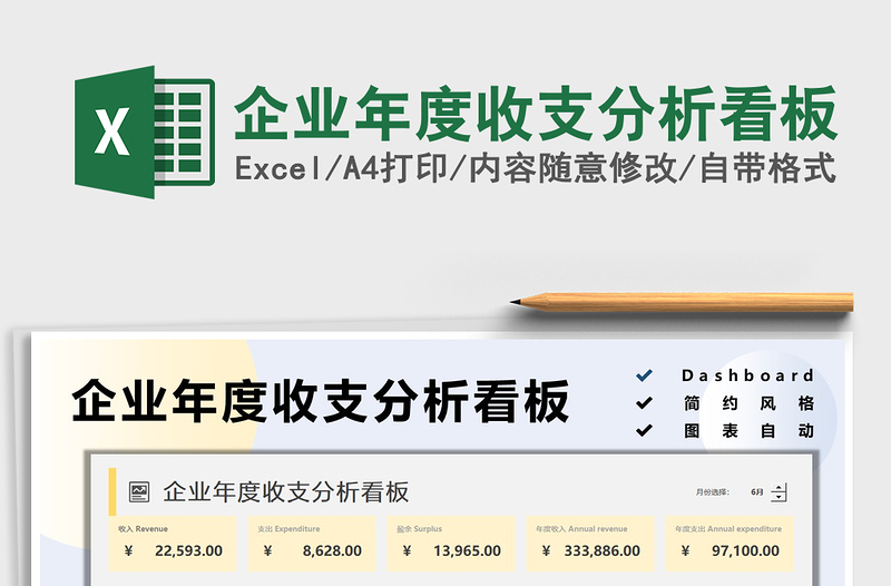 2021企業(yè)年度收支分析看板免費下載