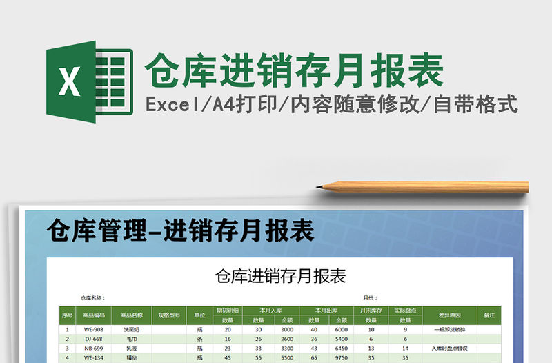 2021年倉庫進(jìn)銷存月報(bào)表