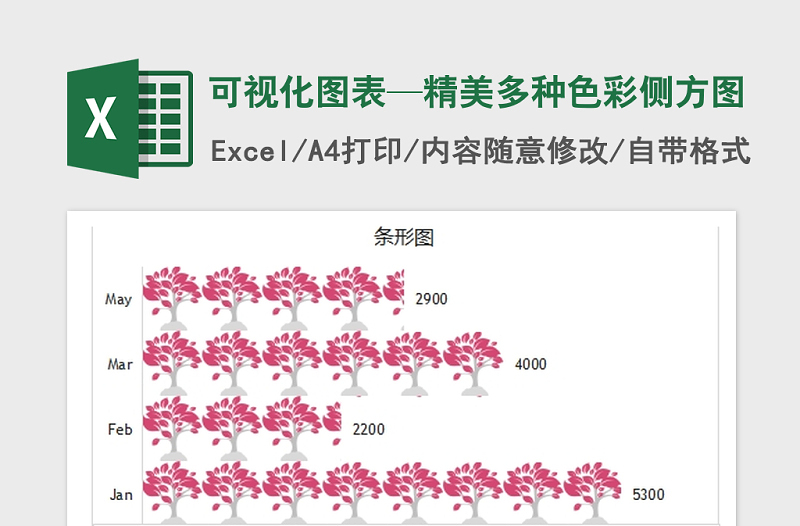 2022年可視化圖表—精美多種色彩側(cè)方圖免費(fèi)下載