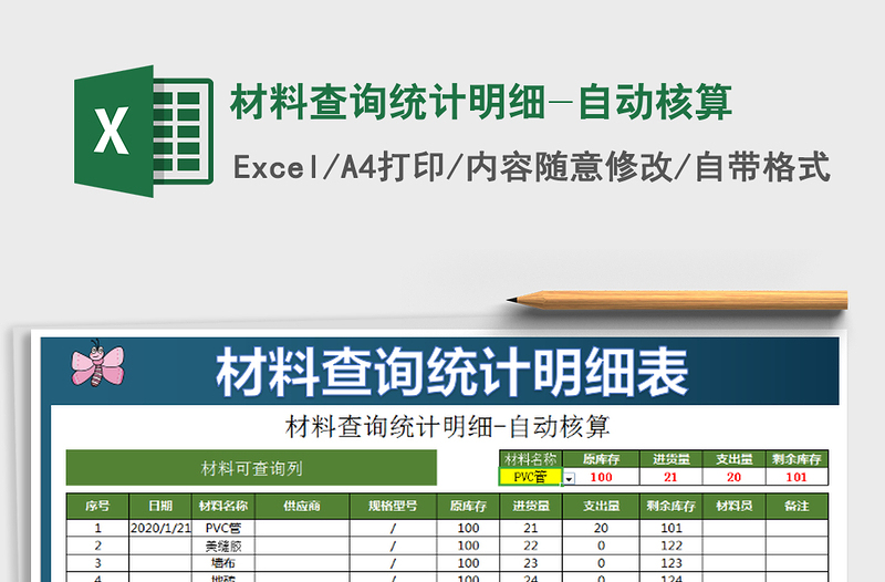 2021年材料查詢統(tǒng)計(jì)明細(xì)-自動(dòng)核算