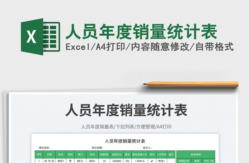 人員年度銷量統計表免費下載