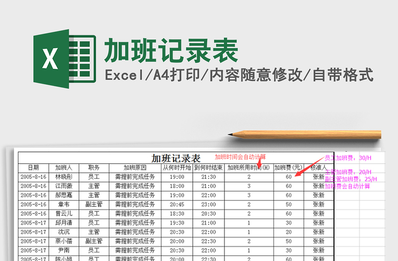 2021年加班記錄表