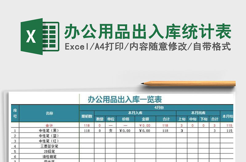 2021年辦公用品出入庫統(tǒng)計(jì)表