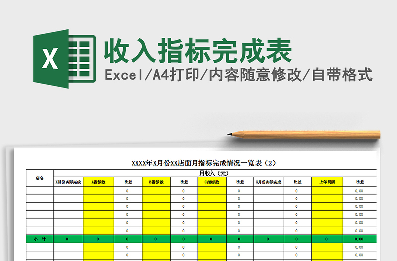 2021年收入指标完成表