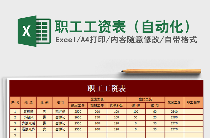 2022職工工資表(自動化)免費下載