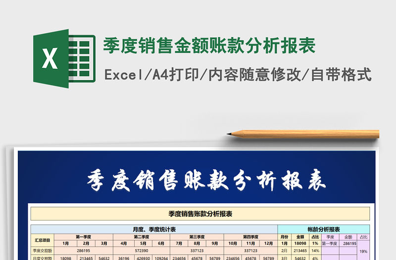 2023季度銷售金額賬款分析報表免費下載