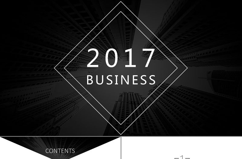 2017大氣黑灰冷色商務PPT模板