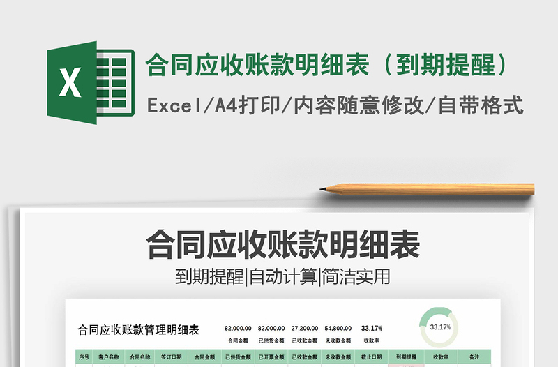 2021年合同應(yīng)收賬款明細(xì)表(到期提醒)