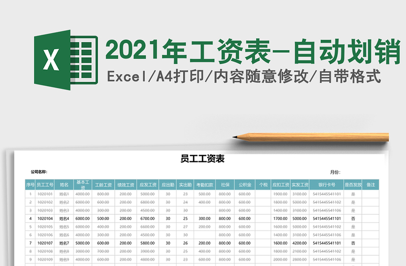 2021年工資表-自動劃銷