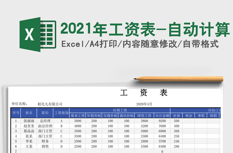 2021年工資表-自動(dòng)計(jì)算