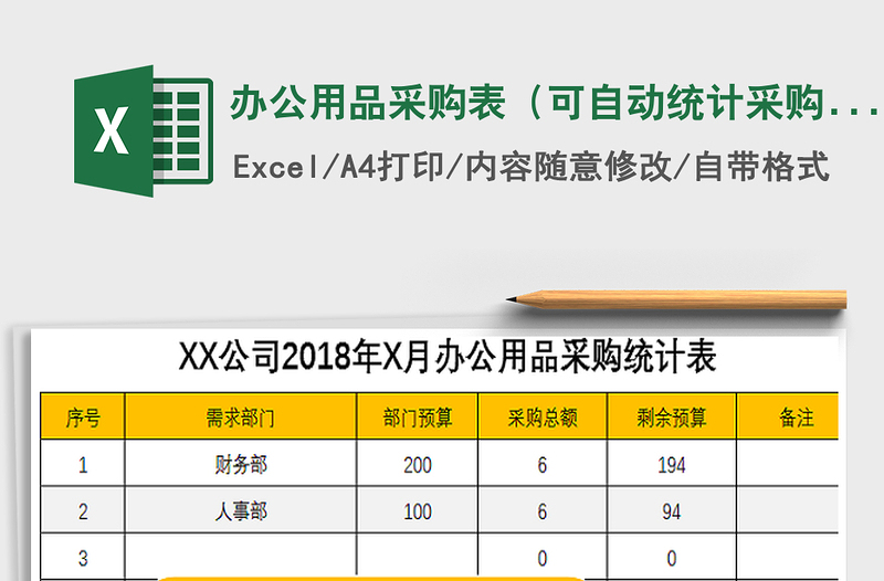 2022年辦公用品采購(gòu)表（可自動(dòng)統(tǒng)計(jì)采購(gòu)總額可直接打?。┟赓M(fèi)下載