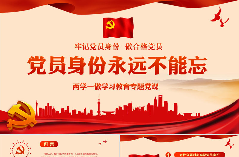兩學一做黨員身份永遠不能忘PPT