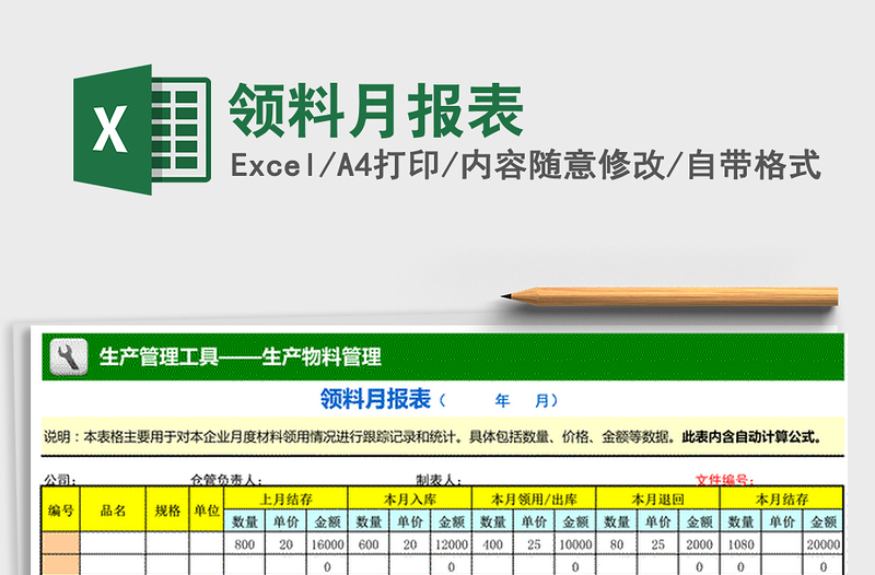 2021年領料月報表