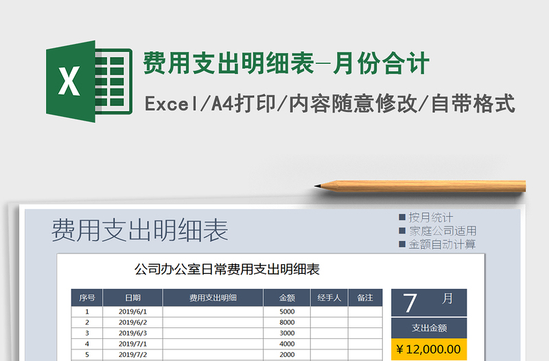 2021年费用支出明细表-月份合计