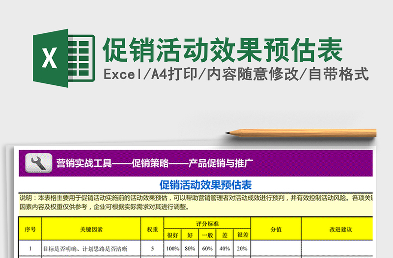 2021年促销活动效果预估表免费下载