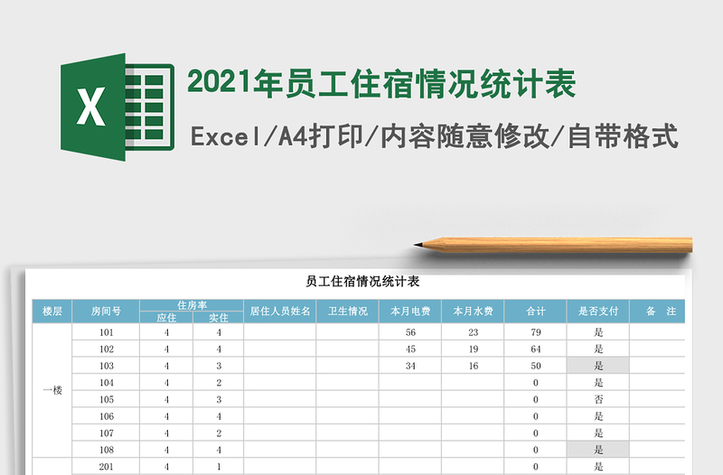 2021年員工住宿情況統(tǒng)計表