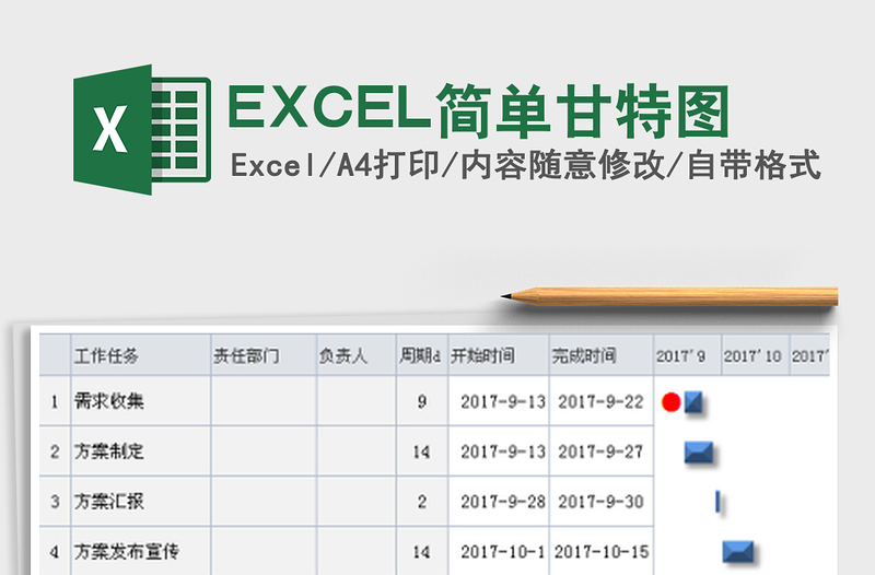 EXCEL簡(jiǎn)單甘特圖免費(fèi)下載