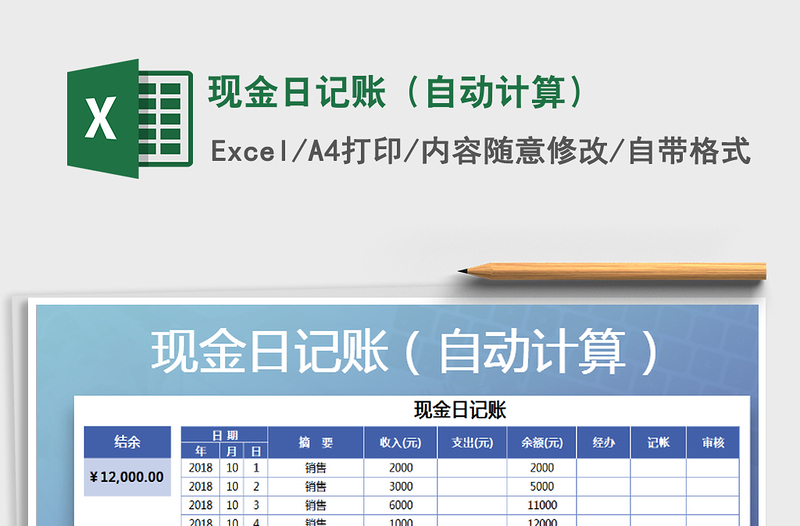 2021年现金日记账（自动计算）