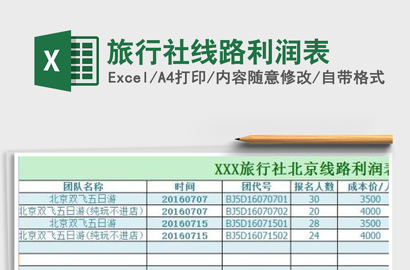 2021年旅行社线路利润表