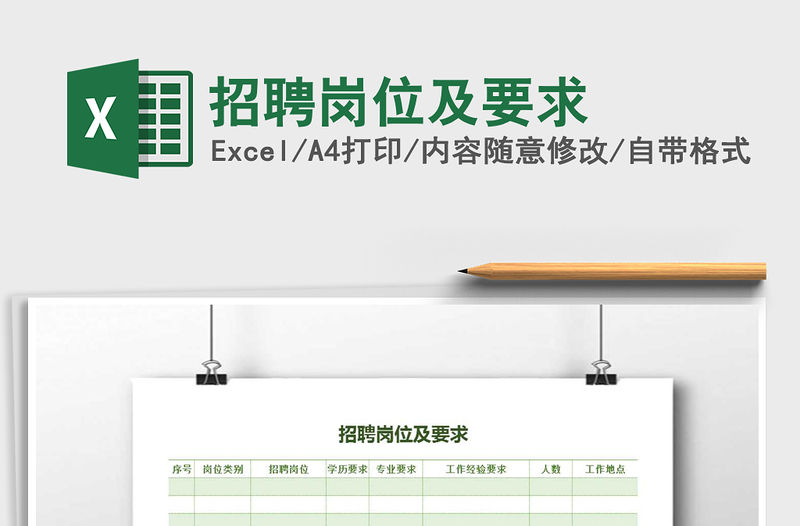 2022年招聘崗位及要求免費下載