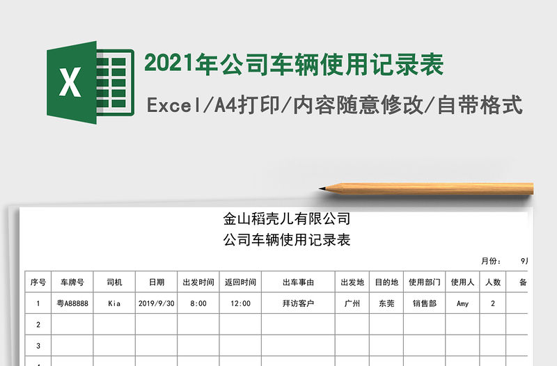 2021年公司車輛使用記錄表