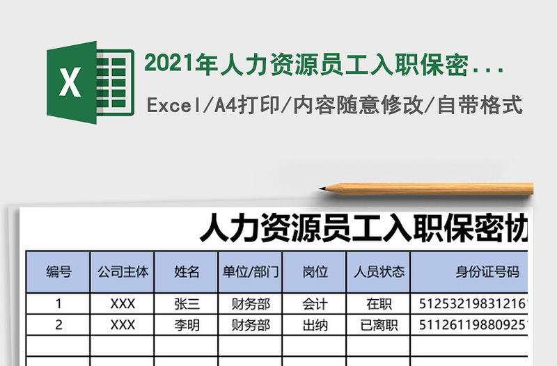 2021年人力資源員工入職保密協議簽訂情