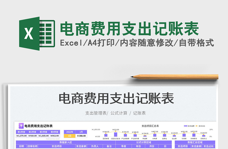 2023電商費(fèi)用支出記賬表免費(fèi)下載