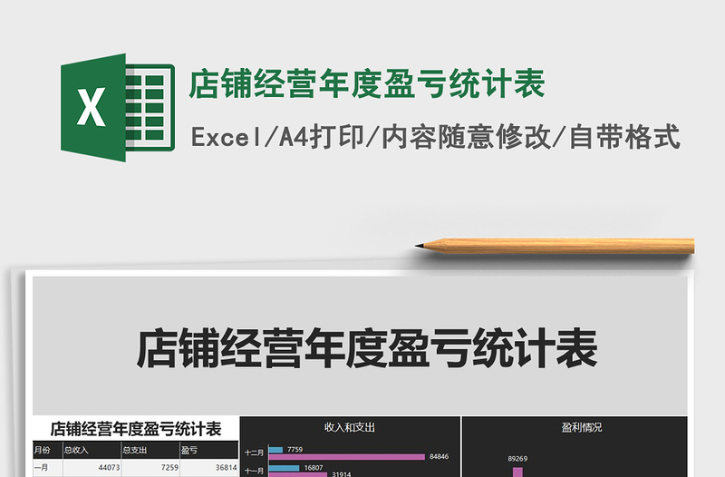2021年店鋪經(jīng)營(yíng)年度盈虧統(tǒng)計(jì)表