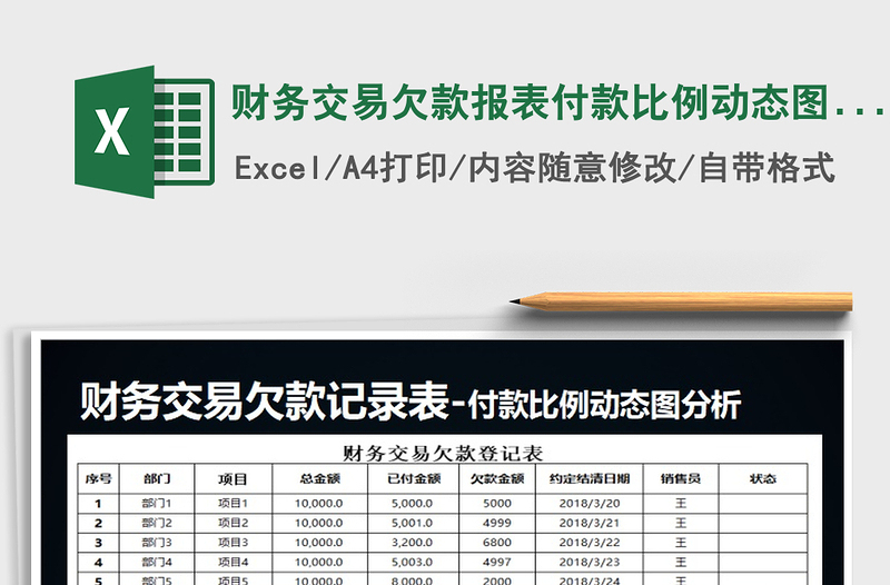 2021年财务交易欠款报表付款比例动态图分析