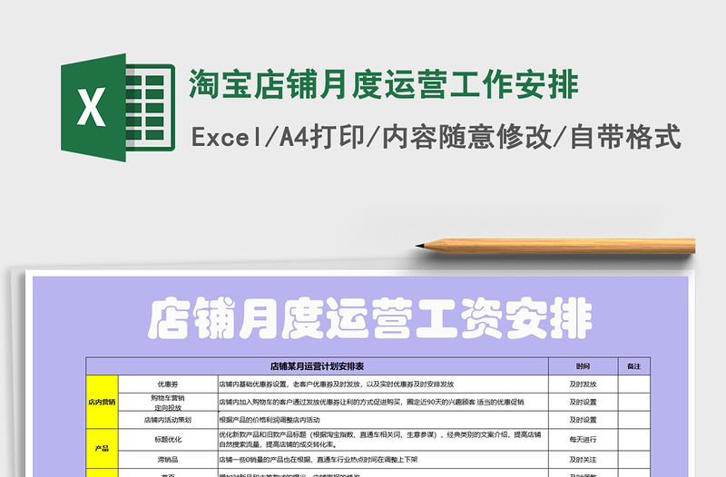 2021年淘寶店鋪月度運(yùn)營工作安排