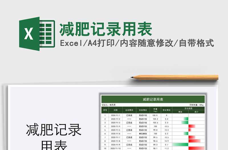 2021年減肥記錄用表